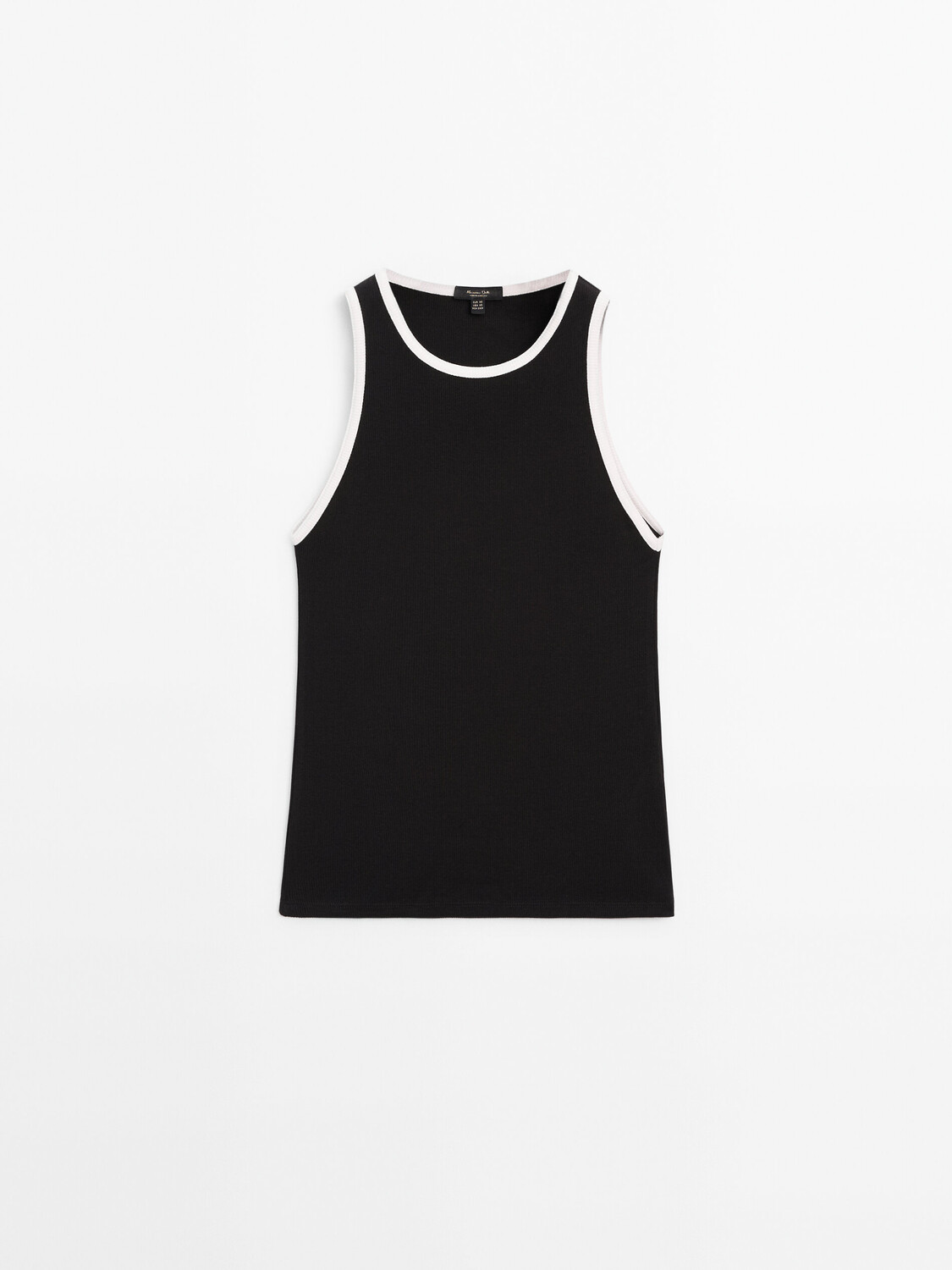 

Контрастный топ в рубчик Massimo Dutti, черный