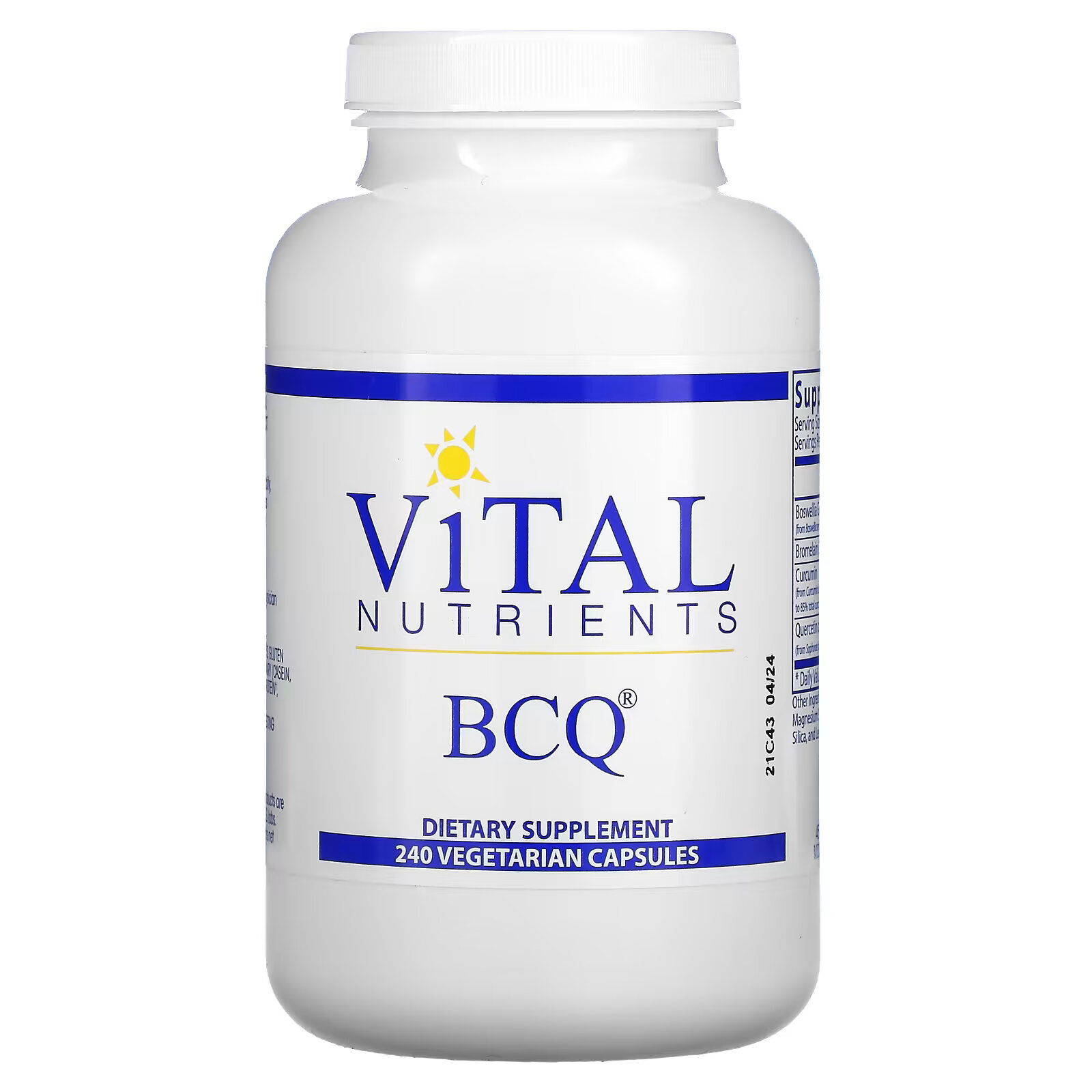 Vital Nutrients BCQ, 240 вегетарианских капсул здоровье простаты tx 90 вегетарианских капсул vital nutrients