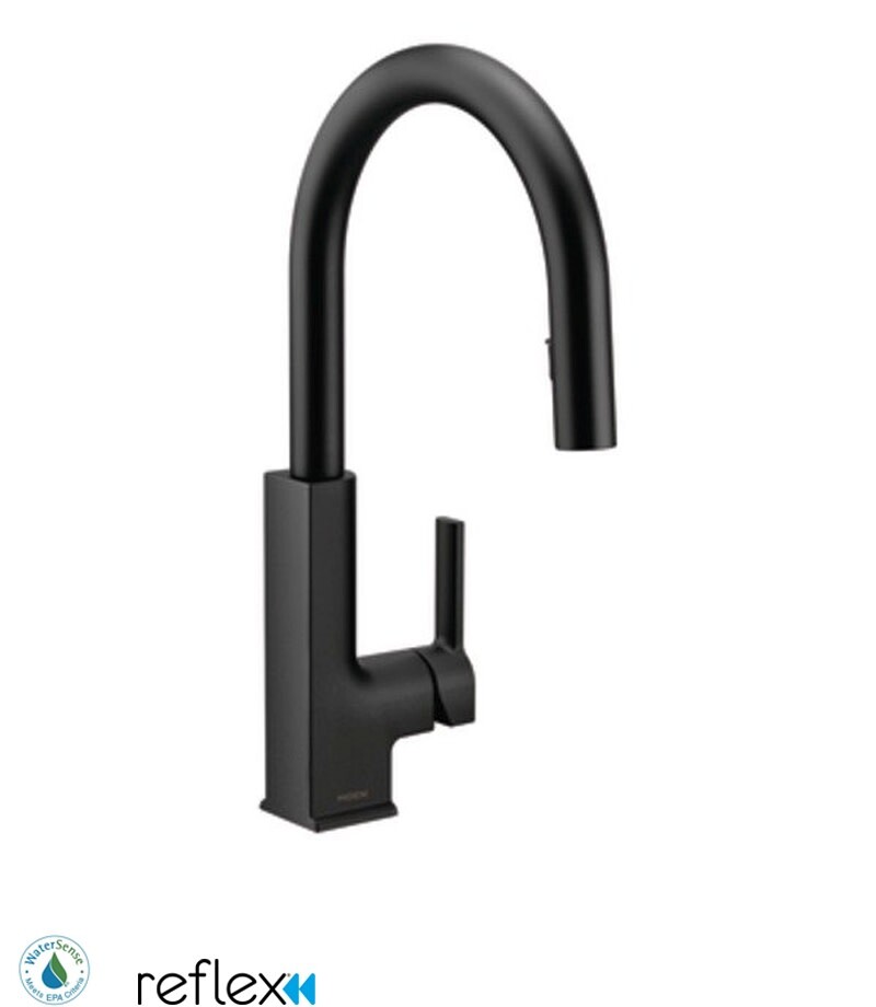 Выдвижной кухонный смеситель Moen STo с одной ручкой, matte black кухонный смеситель delta essa с одной ручкой matte black