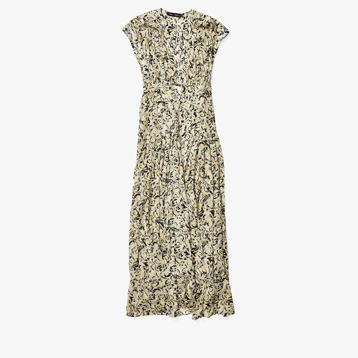 Платье Proenza Schouler, Printed Crepe Chiffon Short Sleeve V-Neck Dress jc·kilig vintage square neck printed chiffon lace up dress x6003
