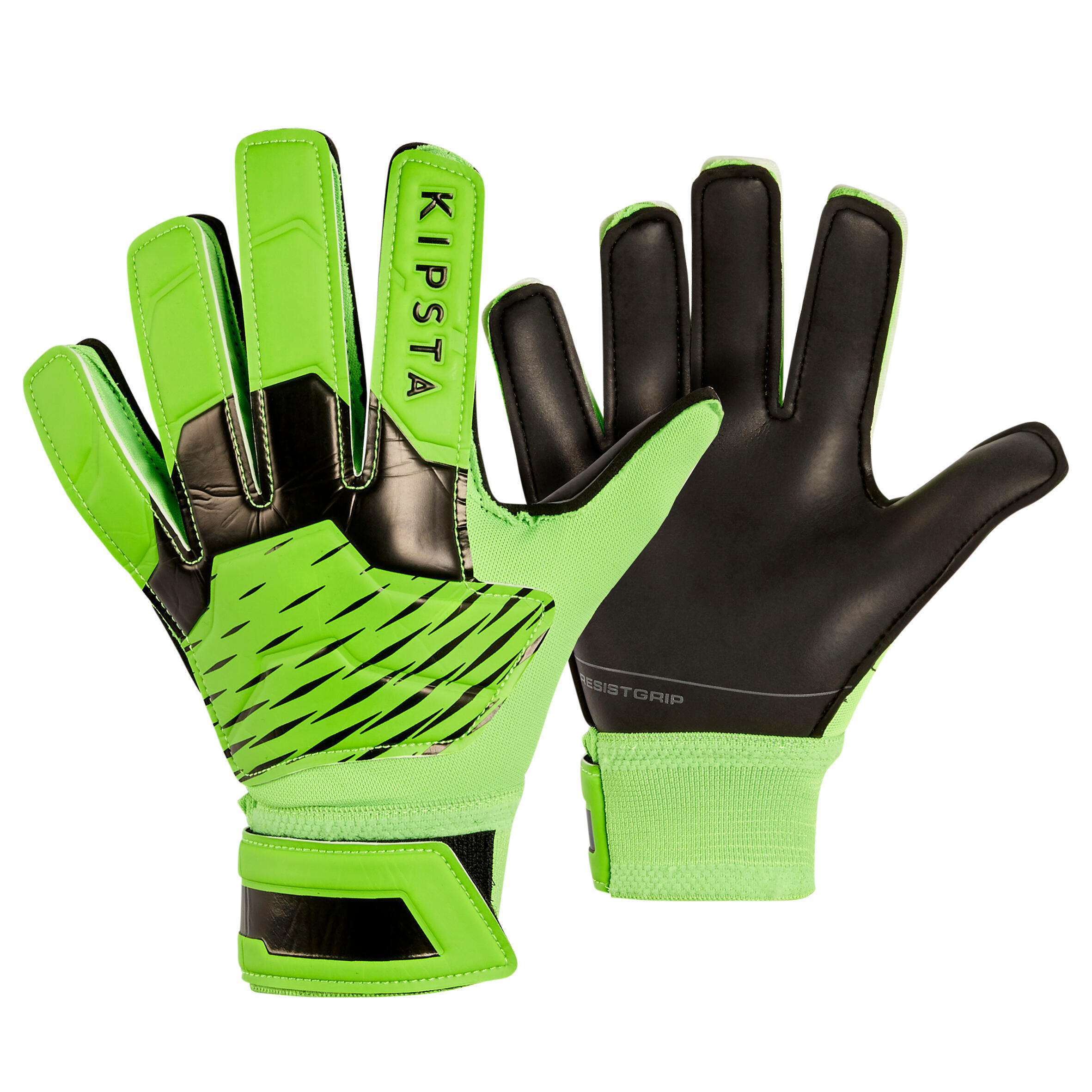 Перчатки детские вратарские Kipsta F100 Resist, неоновый зеленый/черный перчатки вратарские детские demix зеленый