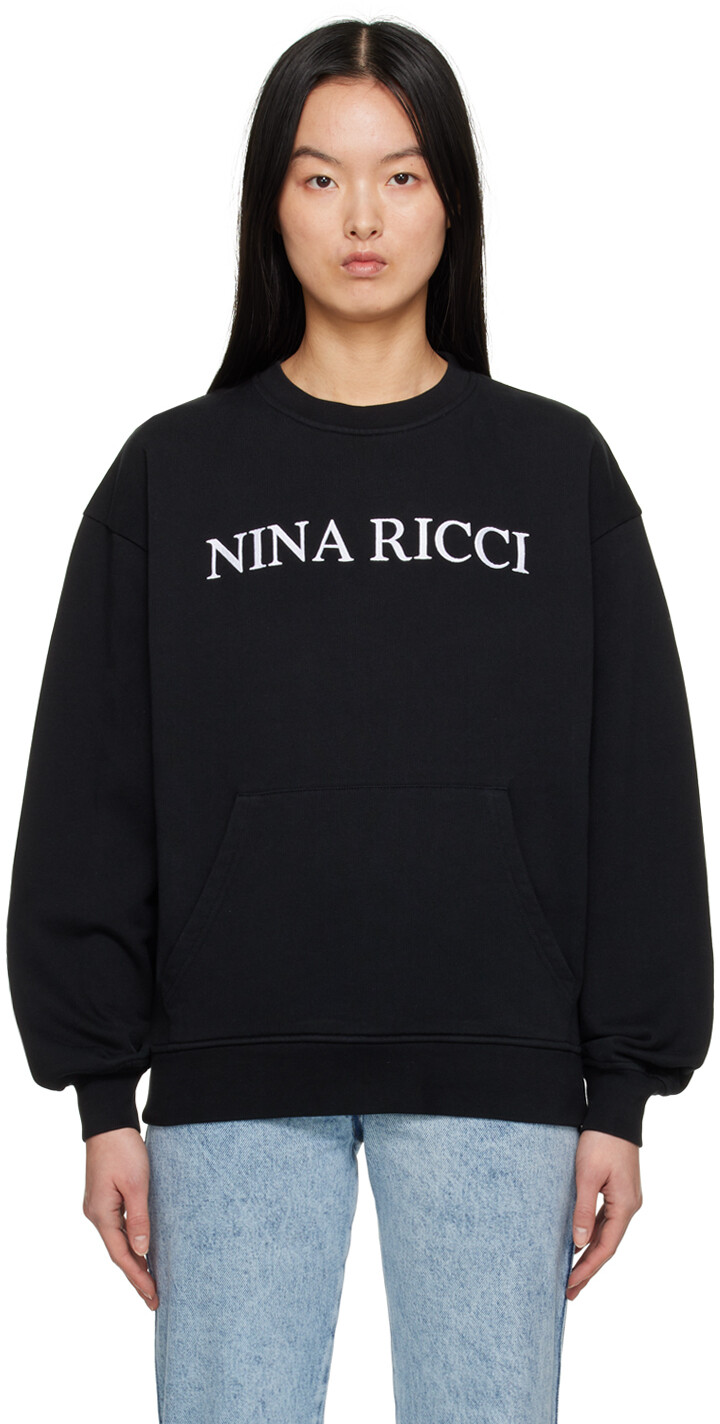 

Черный свитшот с вышивкой Nina Ricci