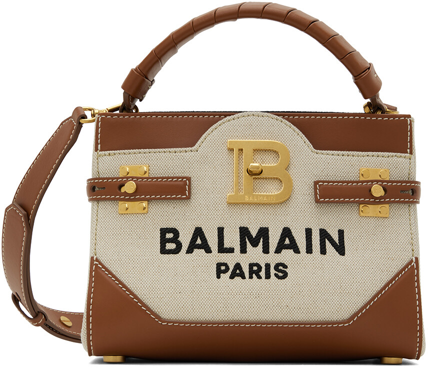 

Сумка B-Buzz 22 желтовато-коричневого и белого цвета Balmain