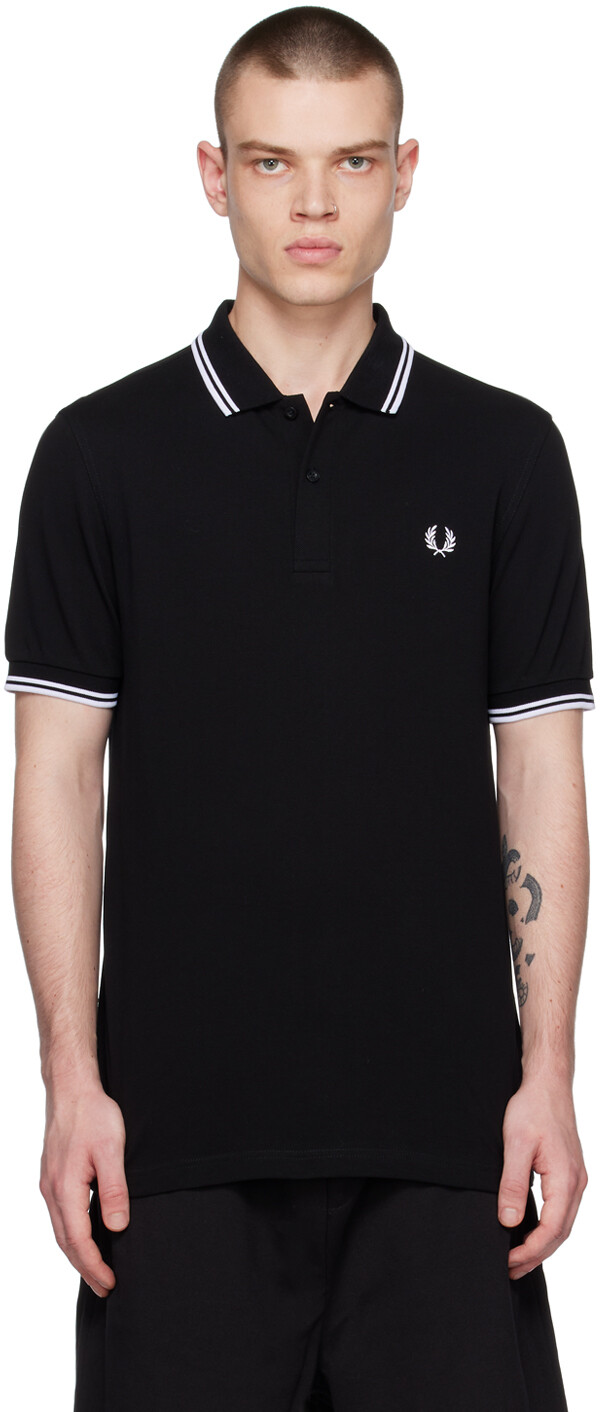 

Черная футболка-поло с двумя окантовками Fred Perry