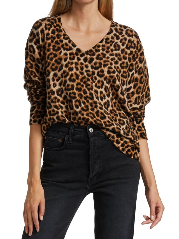 

Кашемировый свитер с леопардовым принтом Design History Natural leopard