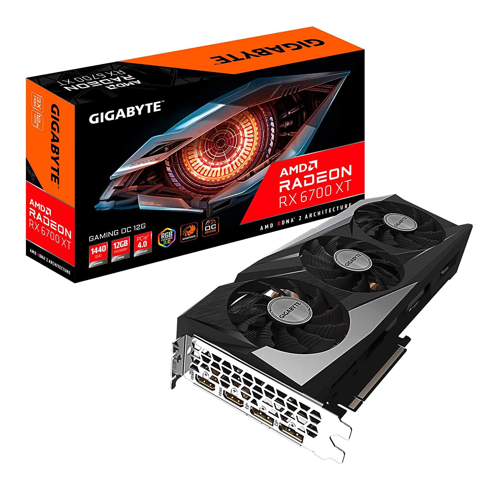 Видеокарта GIGABYTE AMD Radeon RX 6700 XT GAMING OC 12 ГБ (GV-R67XTGAMING OC-12GD) цена и фото