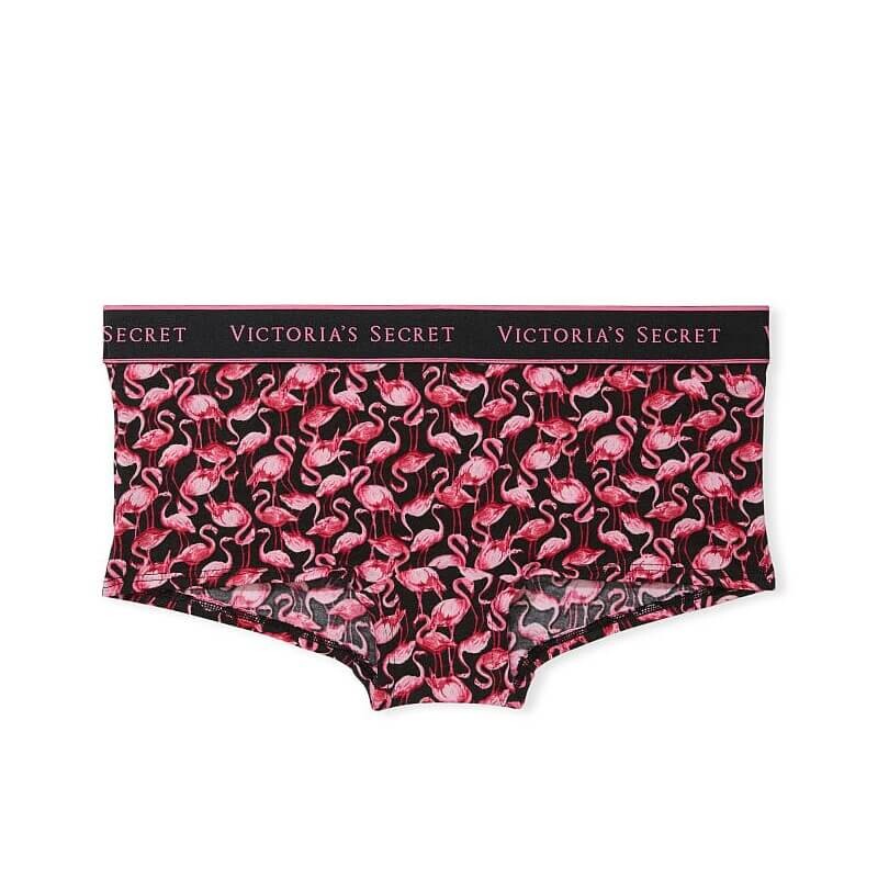 

Трусики-шортики Victoria's Secret Logo Cotton Boyshort, черный/розовый