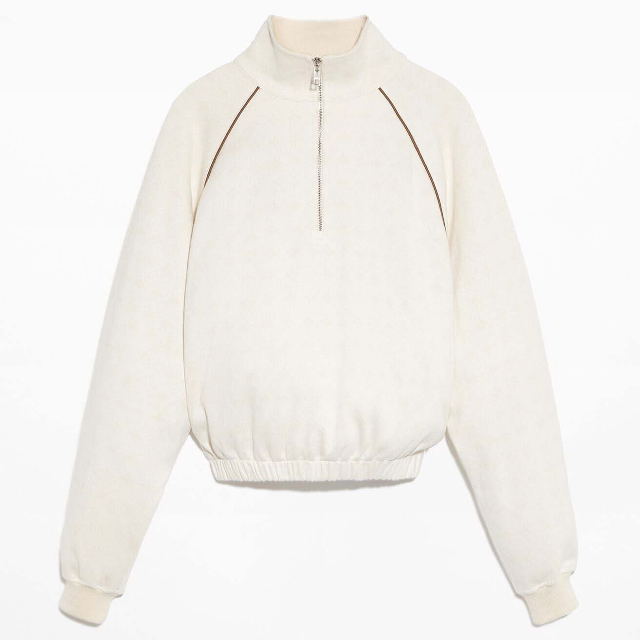 

Худи Oysho Printed Half-zip, серо-кремовый, Бежевый
