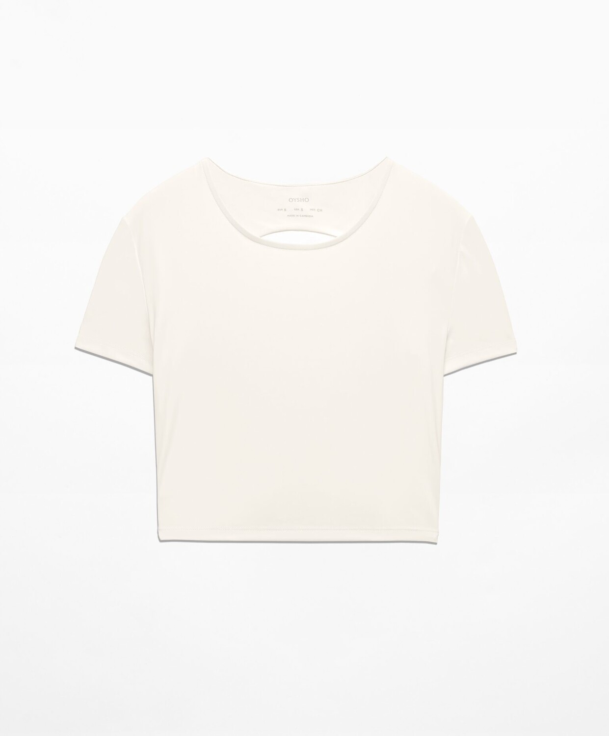 

Футболка укороченная Oysho Back Detail Comfortlux, кремовый