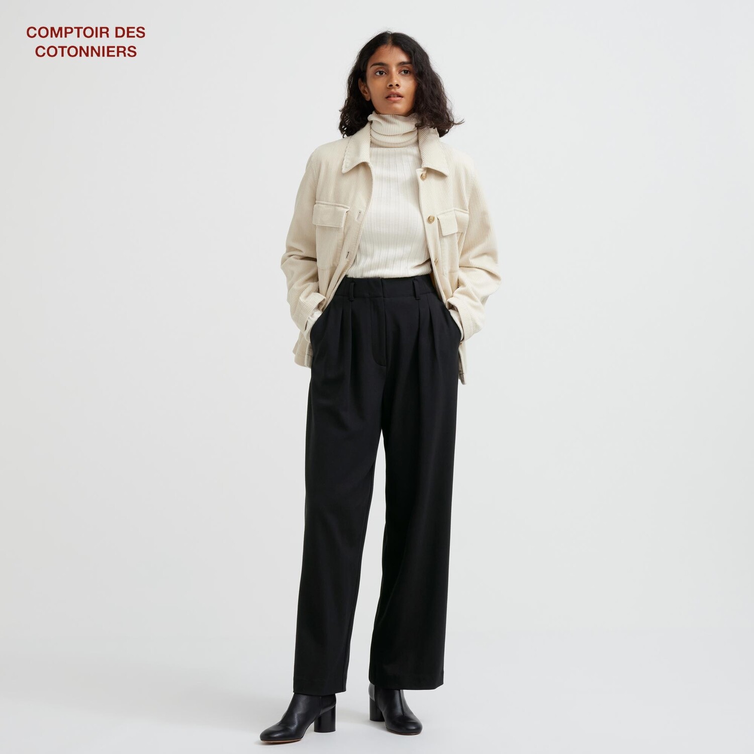 

Брюки UNIQLO Comptoir de Cotonnier широкие, черный