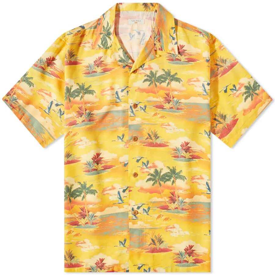 Рубашка Nudie Arvid Hawaii Vacation, желтый