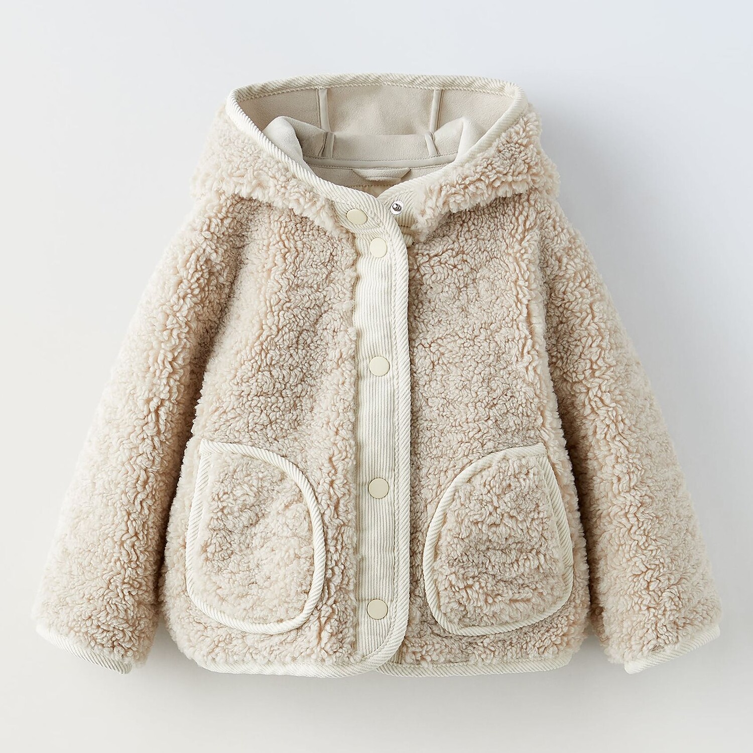 

Куртка Zara Hooded Faux Shearling Unisex, кремовый