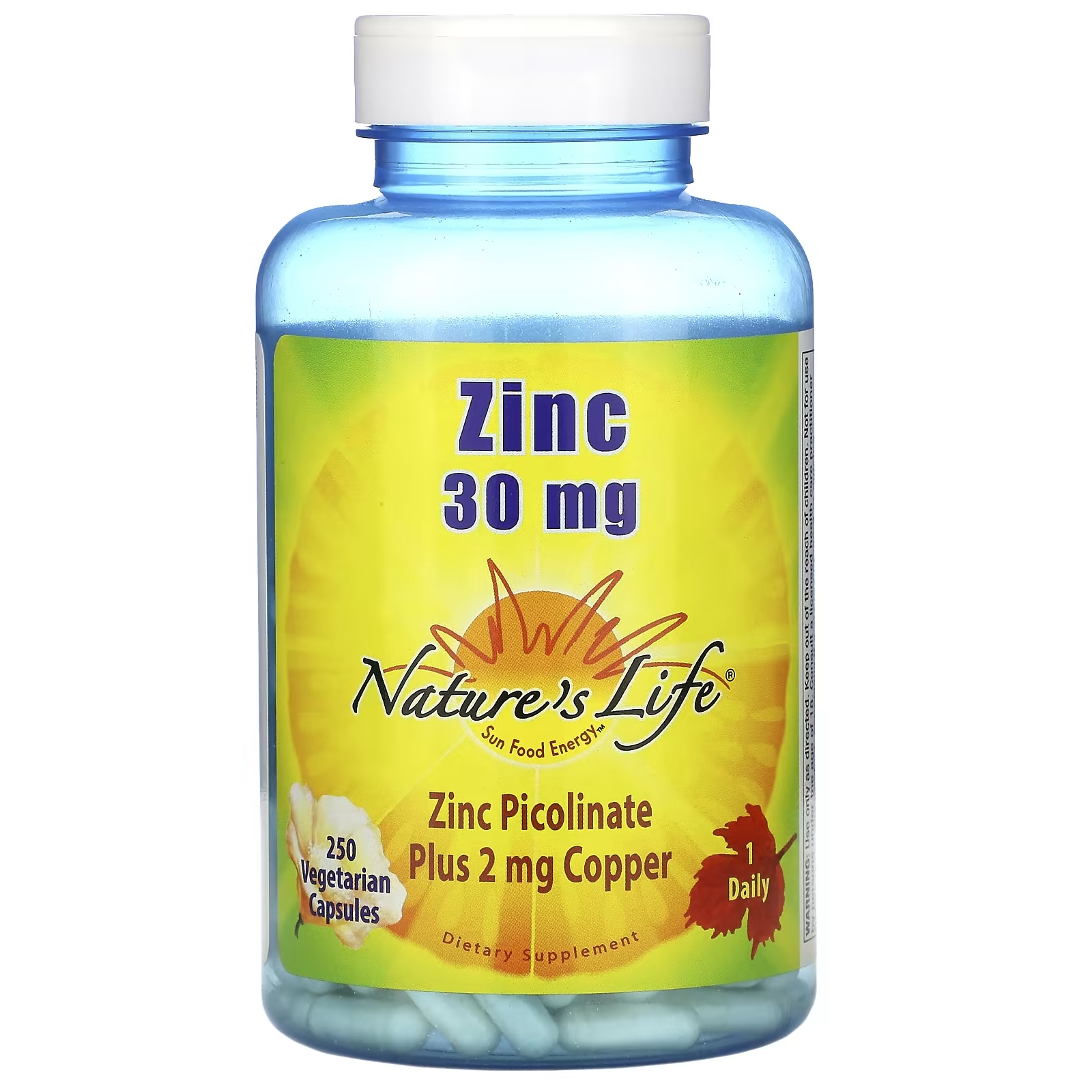 Nature's Life Цинк 30 мг, 250 растительных капсул