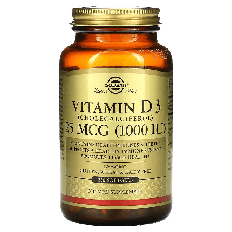 solgar витамин d3 холекальциферол 400 ме 250 мягких желатиновых капсул Витамин D3 (холекальциферол), 25 мкг (1000 МЕ), 250 мягких таблеток, Solgar