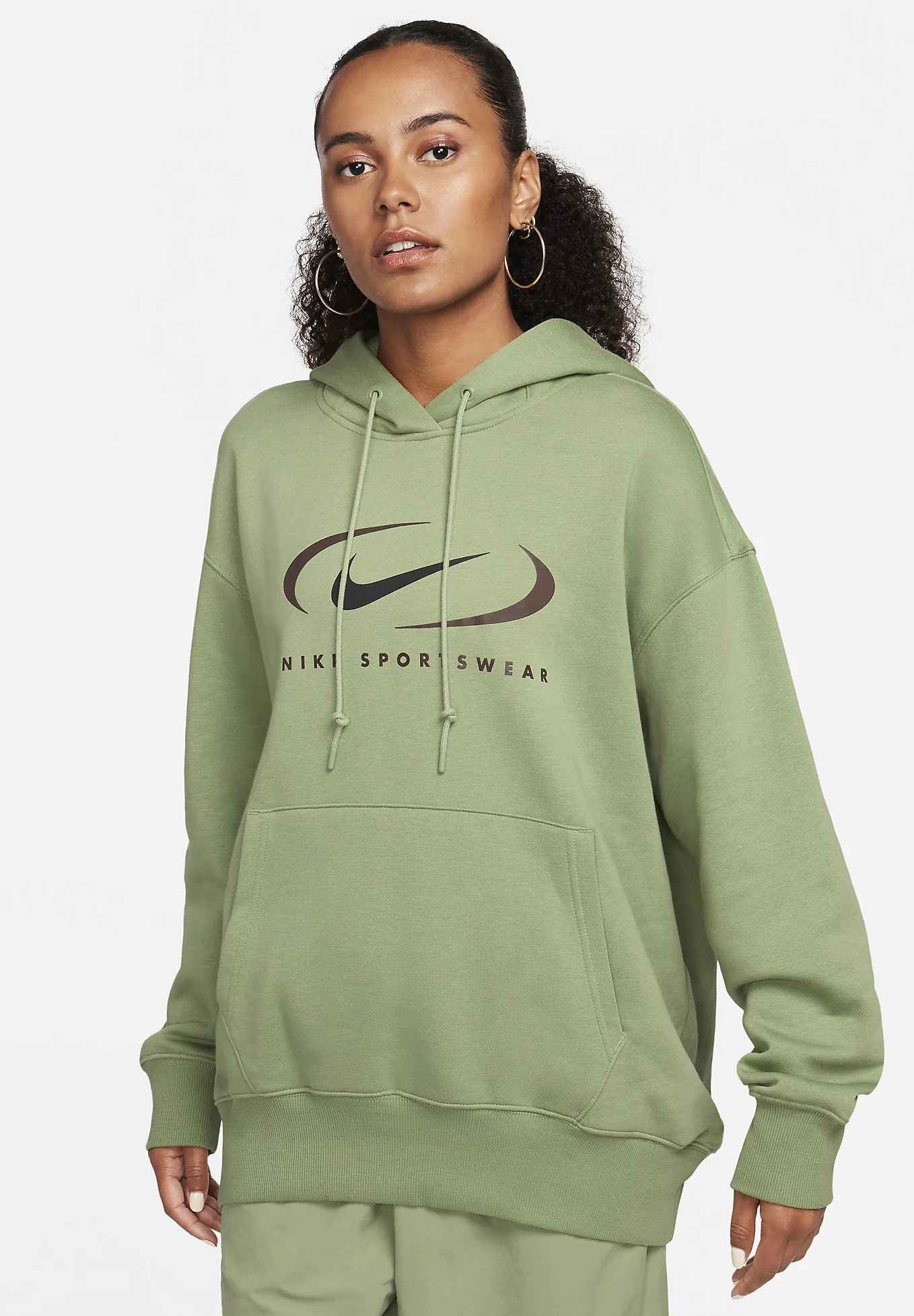 Худи Nike Sportswear Jersey, светло-зеленый oil green/black топ nike sportswear ribbed jersey short sleeve светло зеленый