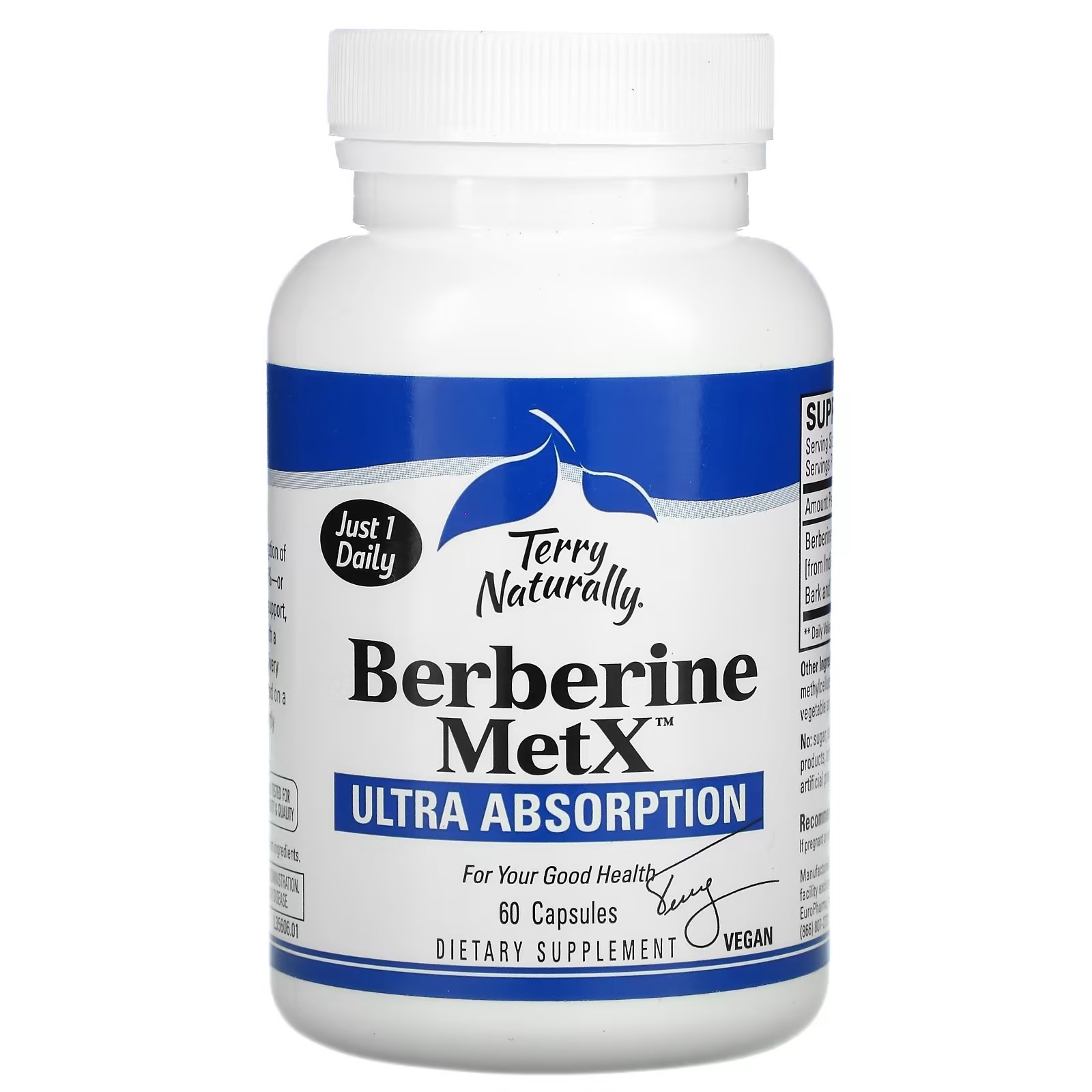 Terry Naturally Berberine MetX улучшенная абсорбция, 60 капсул - фото