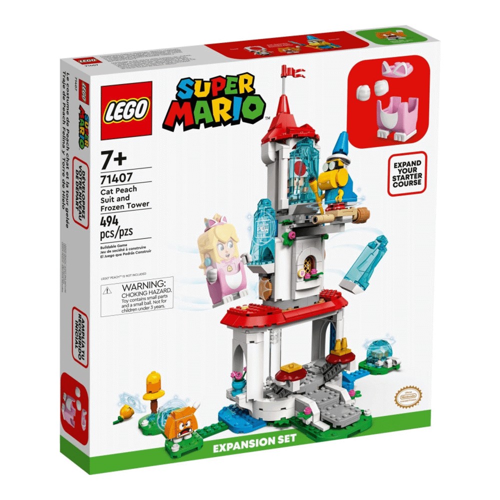 цена Конструктор LEGO Super Mario Наряд Пич-кошки и Ледяная башня 71407, 494 детали