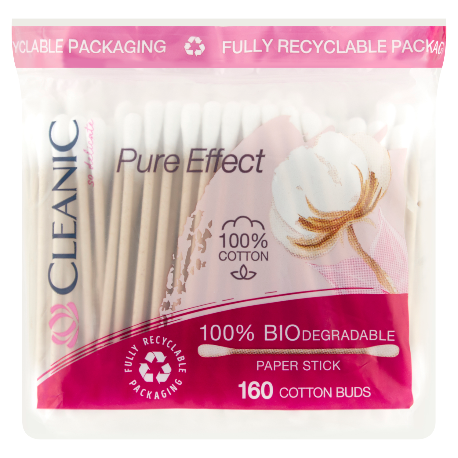 цена Cleanic Pure Effect ватные палочки, 160 шт/1 упаковка