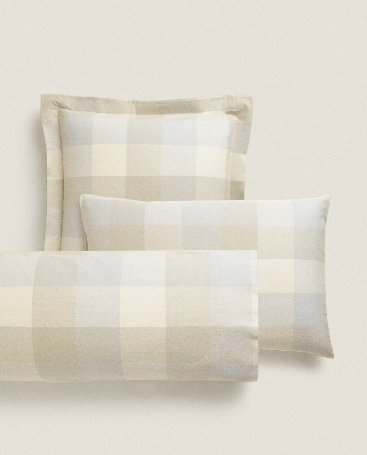 

Наволочка Zara Home Check Flannel, бежевый/серый