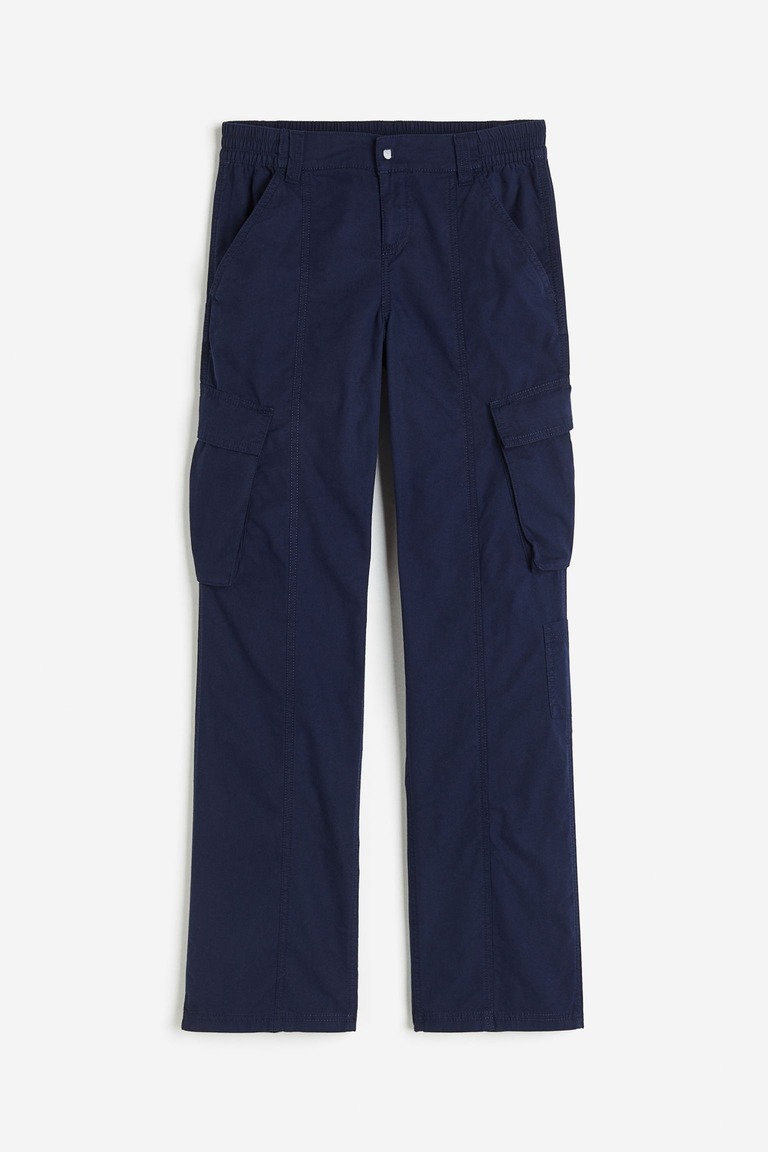 Холщовые брюки-карго H&M, темно-синий