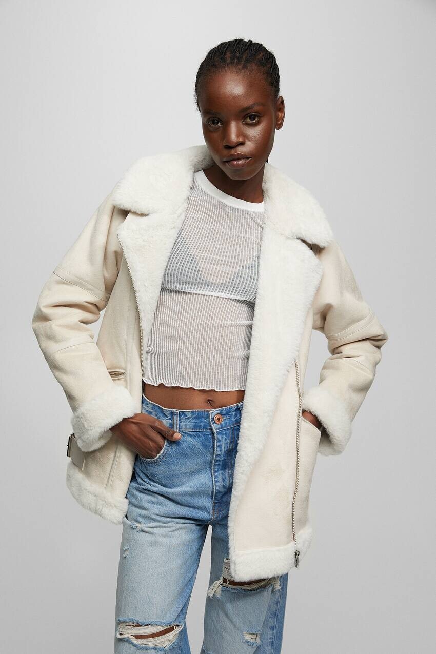 

Двусторонний длинный жакет Pull&Bear, бежевый