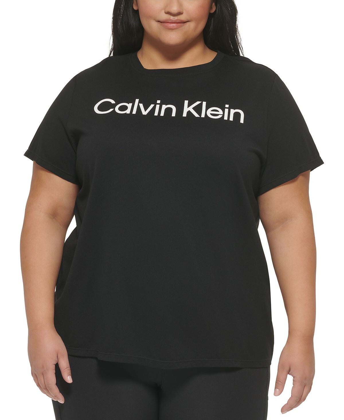 

Плюс размер футболка с круглым вырезом и логотипом Calvin Klein, мульти, Черный