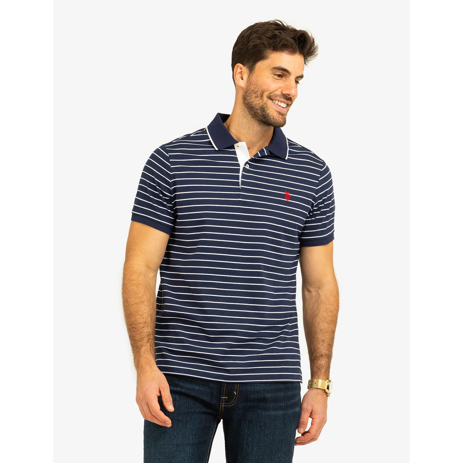 

Футболка-поло U.S. Polo Assn Yarn dye stripe jersey, синий