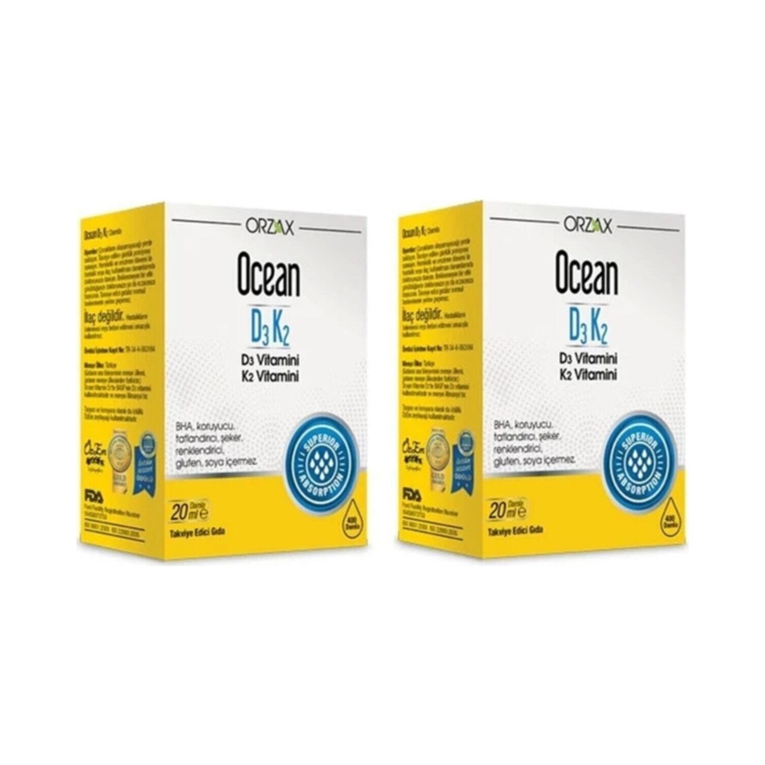 Витаминные капли D3 / K2 Orzax, 2 флакона по 20 мл витаминные капли d3 k2 ocean 2 флакона по 20 мл