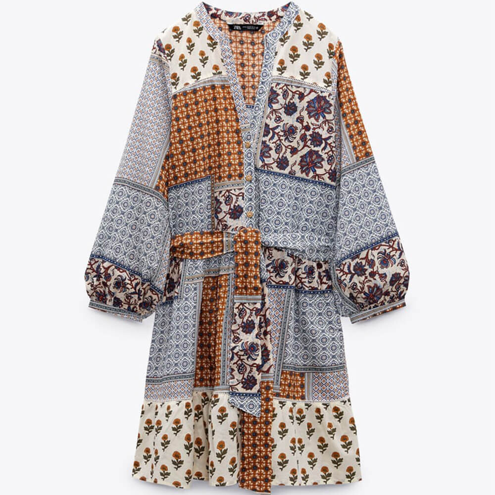 

Платье Zara Shirt With Belt, мультиколор