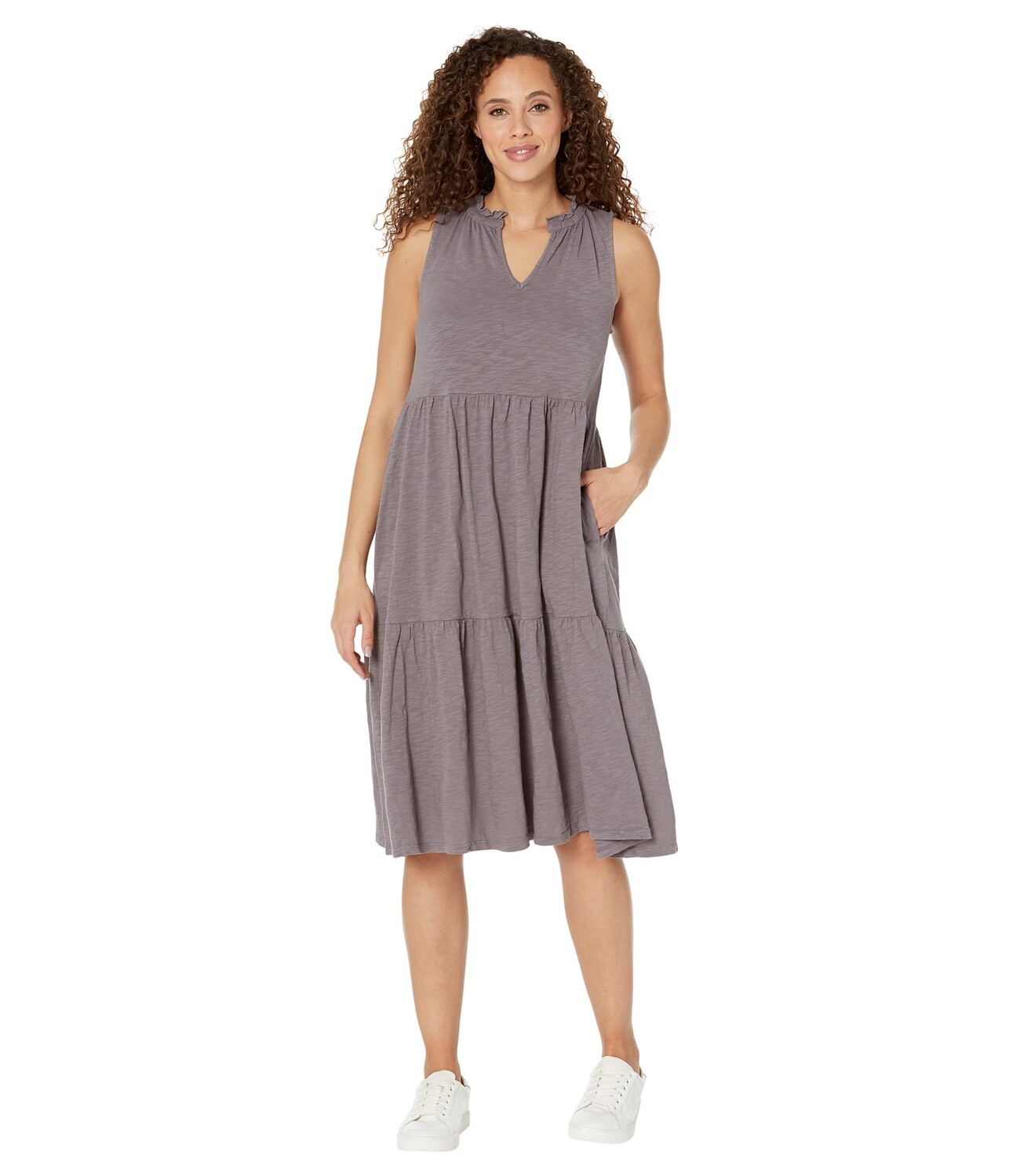 

Платье Mod-o-doc, Slub Jersey Tiered Midi Tank Dress