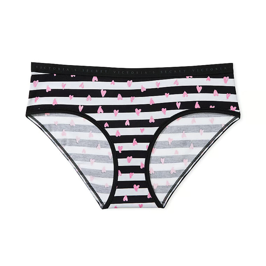 

Трусы Victoria's Secret Stretch Cotton Hiphugger Classic, черный/белый