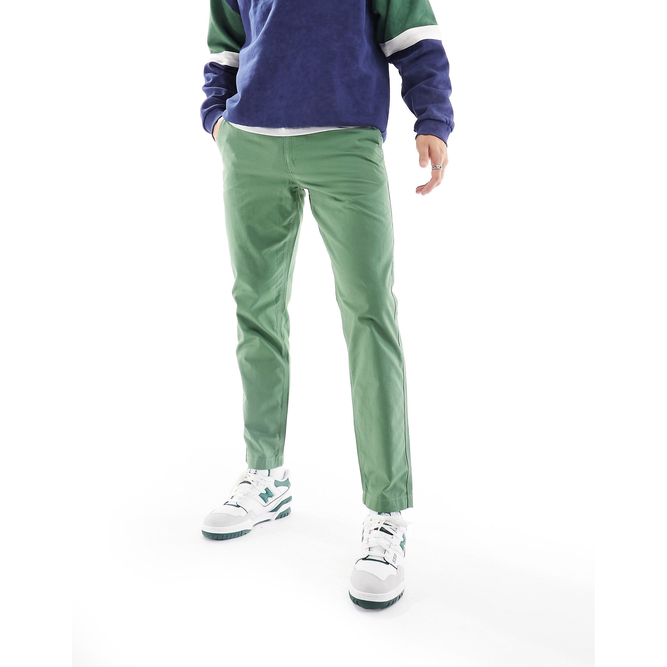 брюки asos design skinny smart черный Брюки Asos Design Straight Ripstop, зеленый