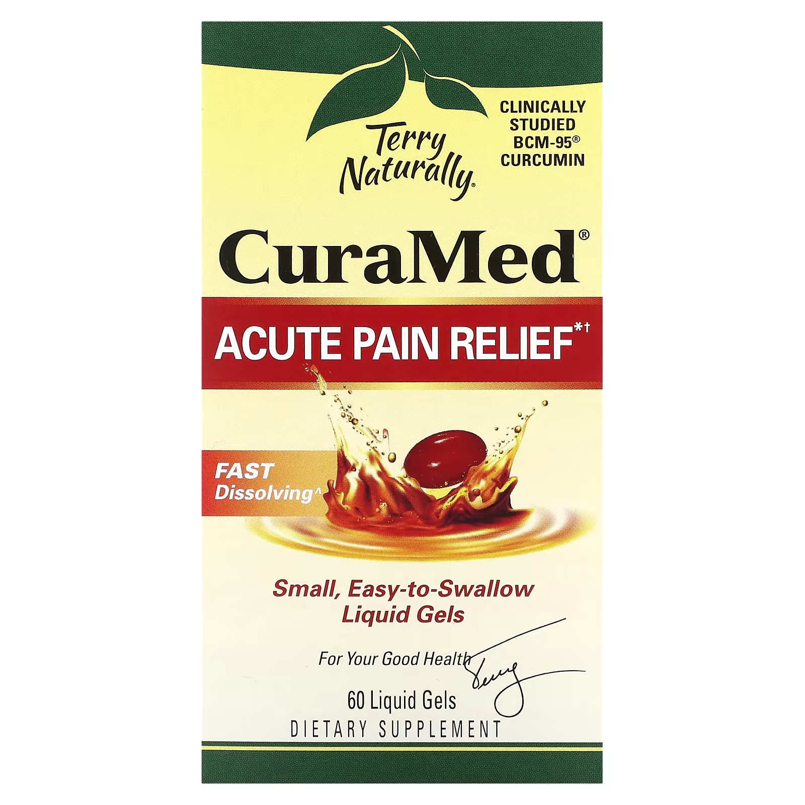 Обезболивающее средство Terry Naturally CuraMed от острой боли, 60 жидких гелей hot 80pcs tiger balm pain relief patch fast relief aches pains