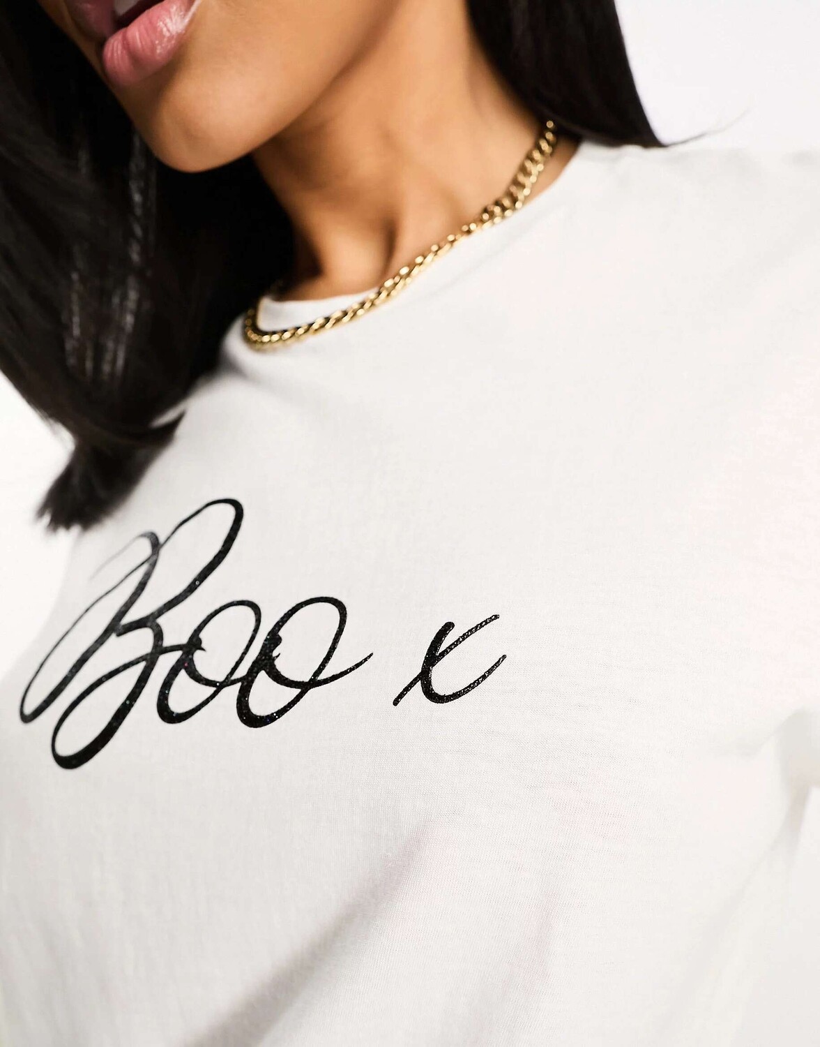 

Белая футболка с блестками In The Style boo, Белый