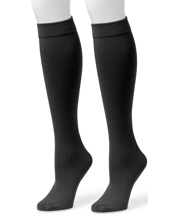 

Набор из 2 женских носков до колена на флисовой подкладке, черный, L/XL MUK LUKS, мультиколор