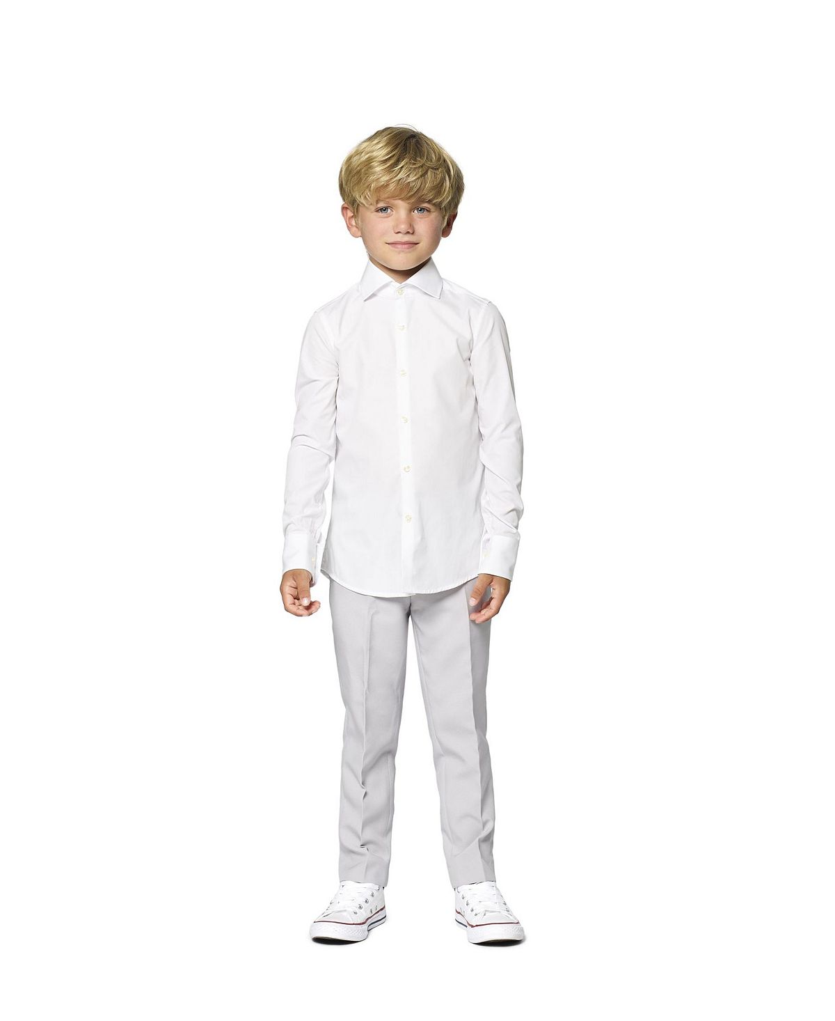 классическая рубашка solid color opposuits цвет white knight Однотонная рубашка Knight для мальчиков для малышей OppoSuits