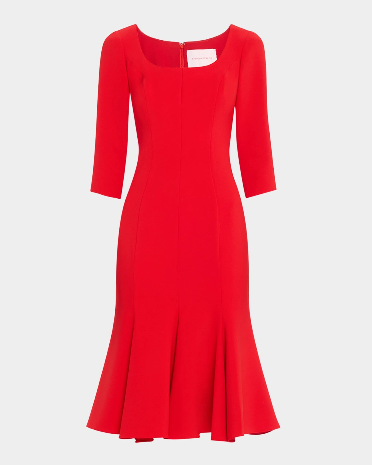 

Платье-труба миди с квадратным вырезом и рукавами 3/4 Carolina Herrera, цвет Herrera Red