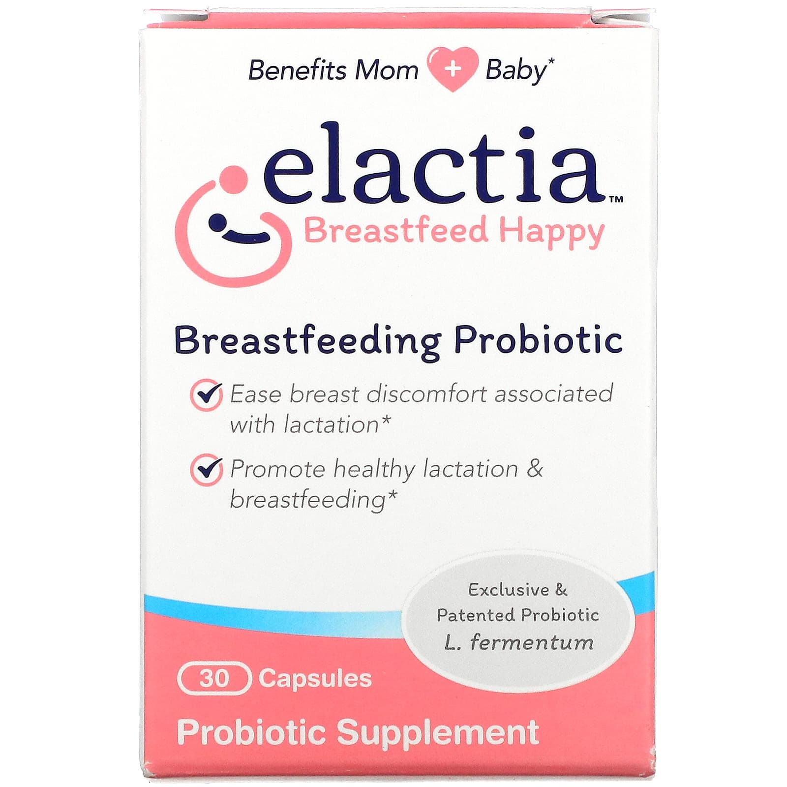 Пробиотик Elactia для кормления грудью, 30 капсул лактобактерии biogaia prodentis 30 пастилок 3 упаковки