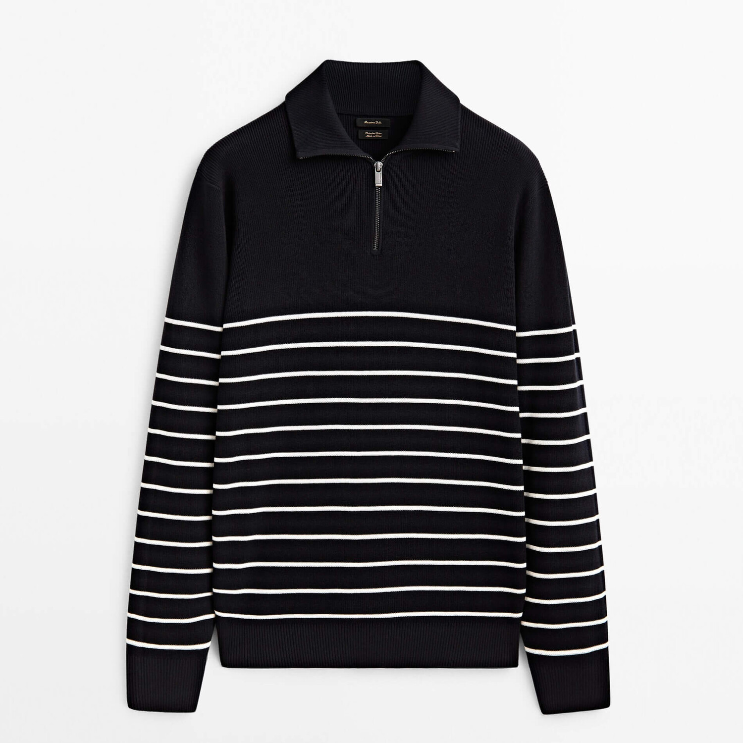 

Свитер Massimo Dutti Striped Mock Neck, темно-синий
