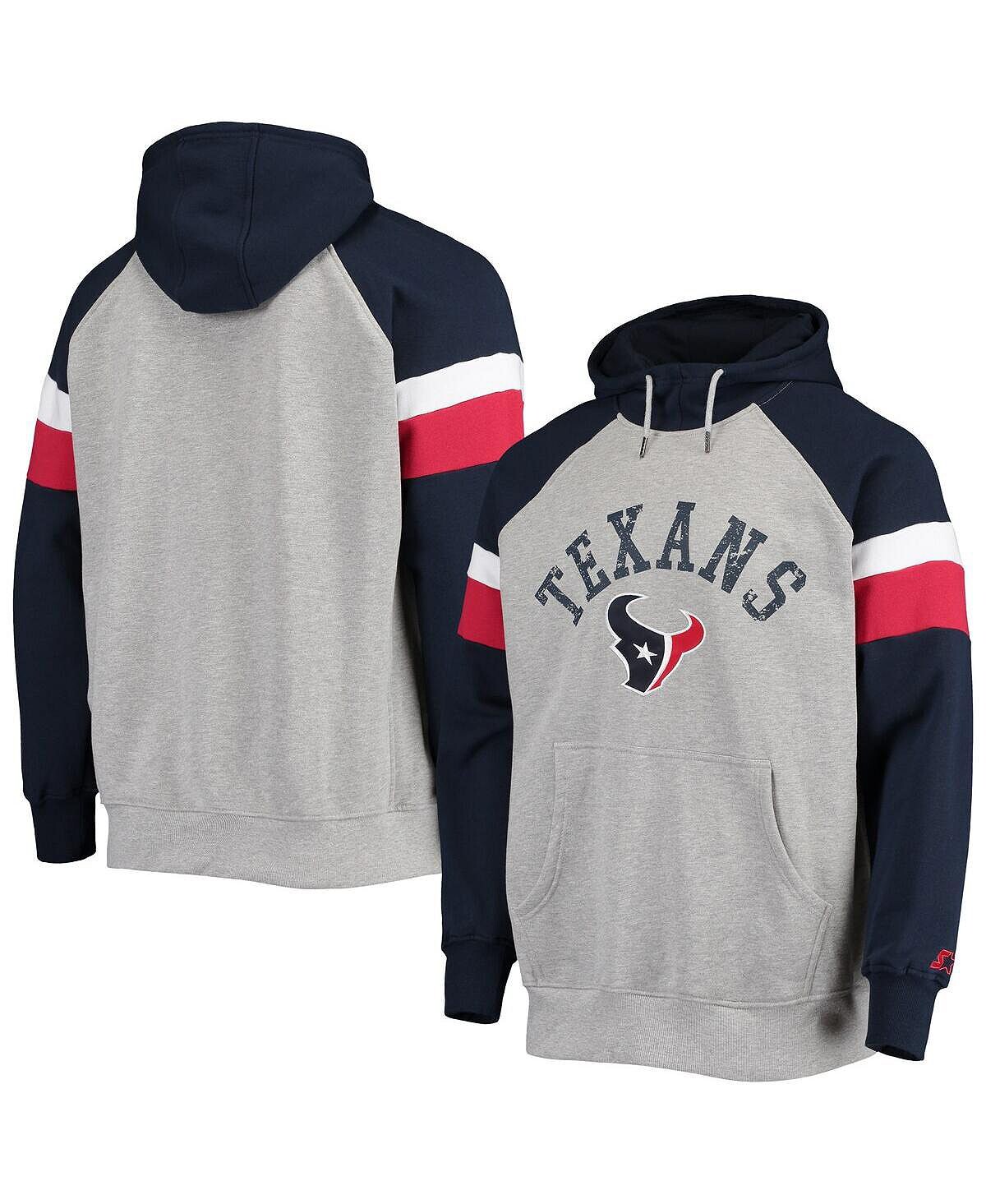 

Мужская меланжевая серая, темно-синяя толстовка с капюшоном реглан houston texans home run Starter, мульти