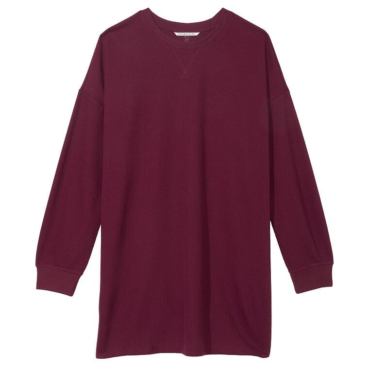

Ночная рубашка Victoria's Secret Glow Waffle Long-Sleeve, бордовый
