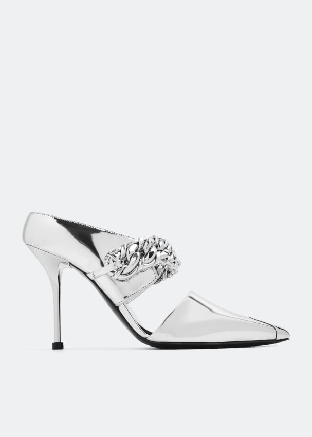 

Мюли ALEXANDER MCQUEEN Punk chain mules, серебряный