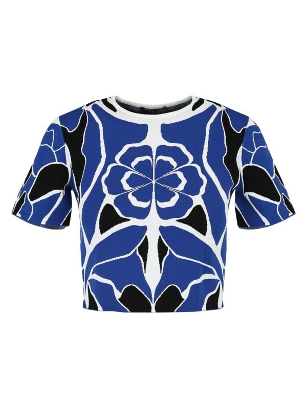 

Топ Alexander Mcqueen вязаный с цветочным принтом, синий