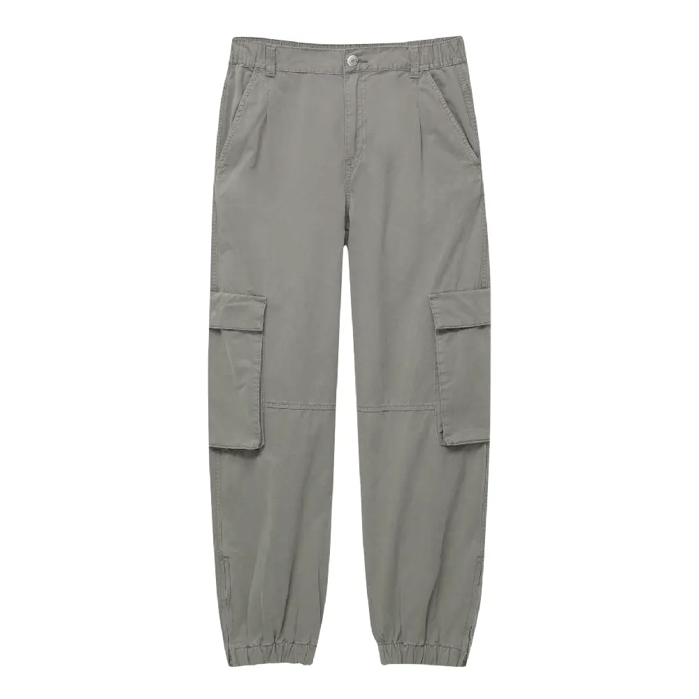 

Брюки Pull&Bear Cargo With Adjustable Cuffs, серый