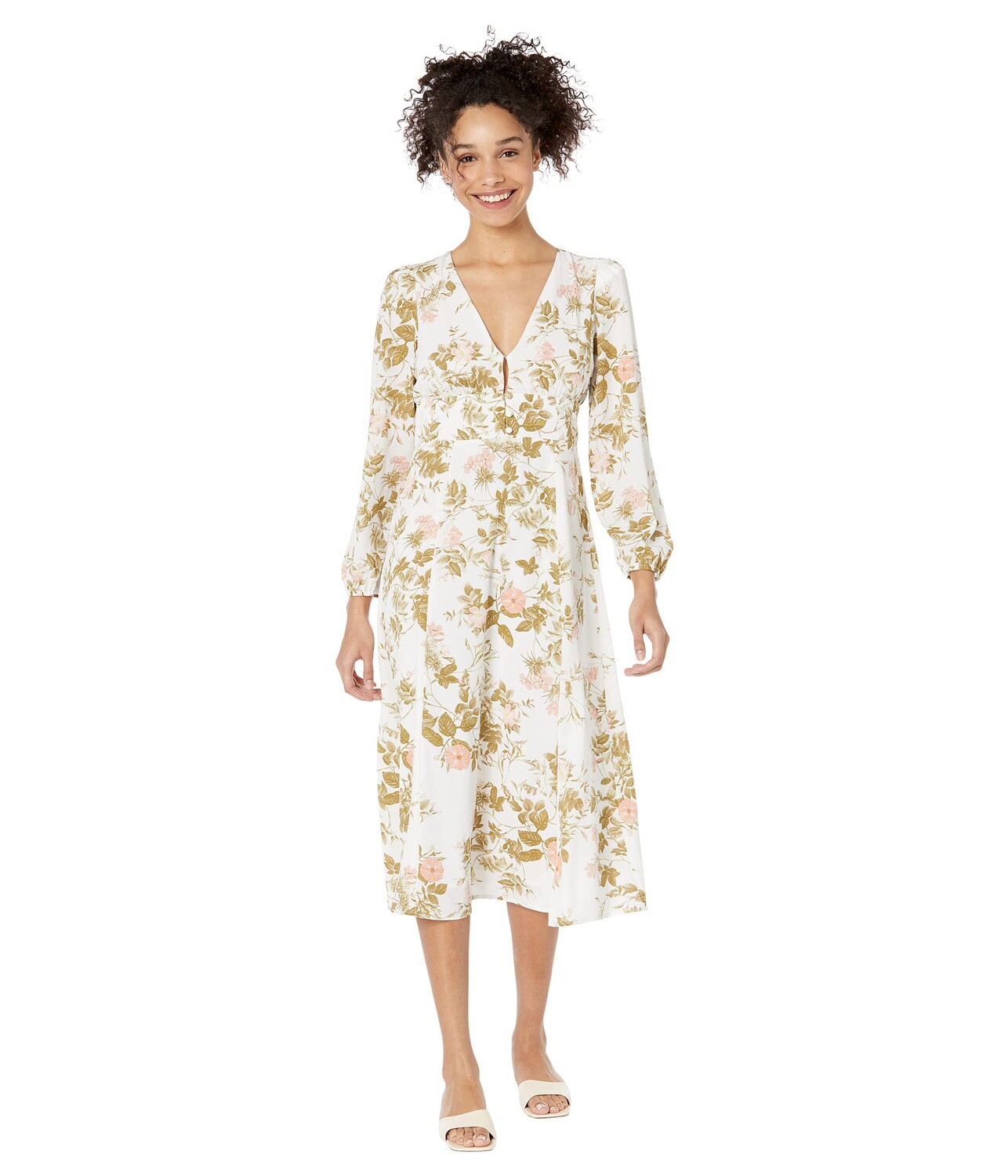 

Платье 1.STATE, Long Sleeve V-Neck Midi Dress with Front Slit