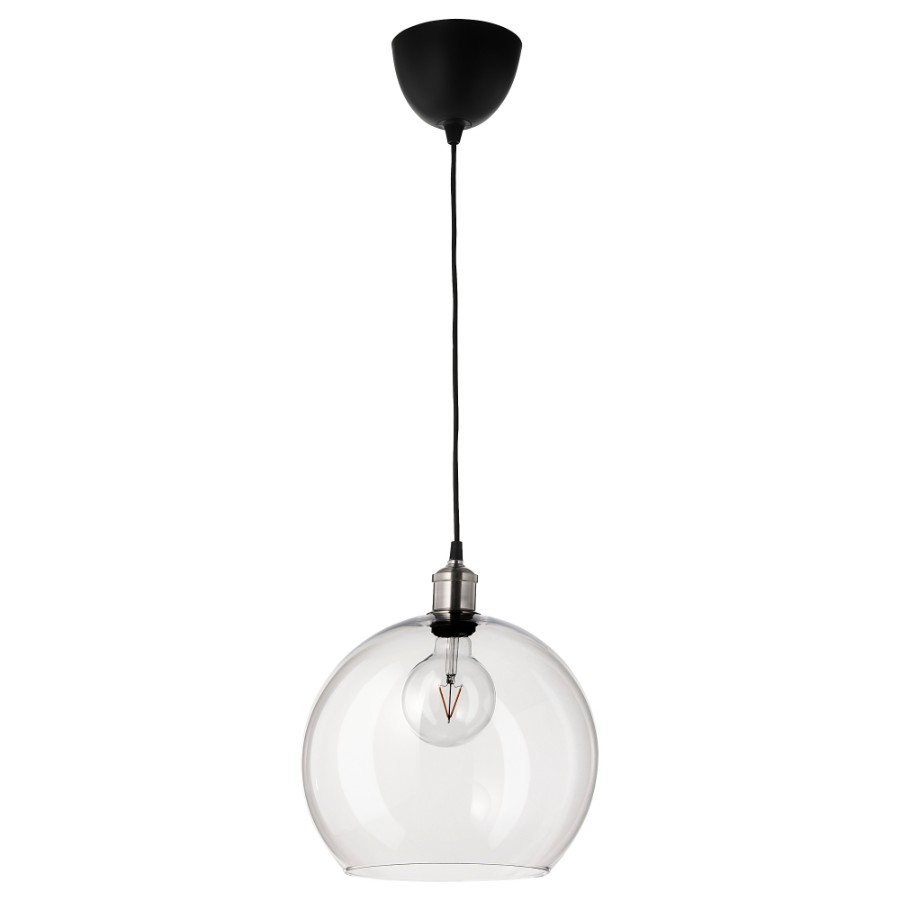 подвесной светильник ikea foto алюминий Подвесной светильник Ikea Jakobsbyn/Jallby, прозрачное стекло/никелированный