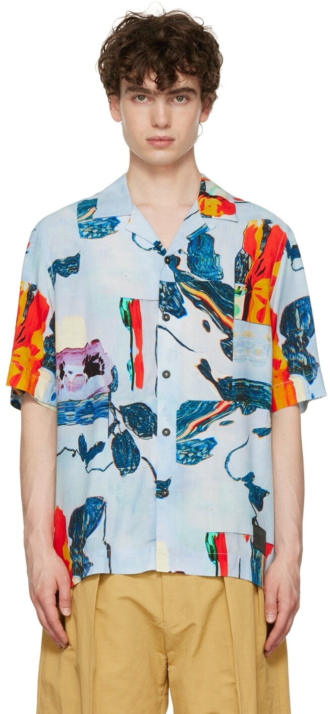 

Синяя рубашка с цветочным принтом Paul Smith
