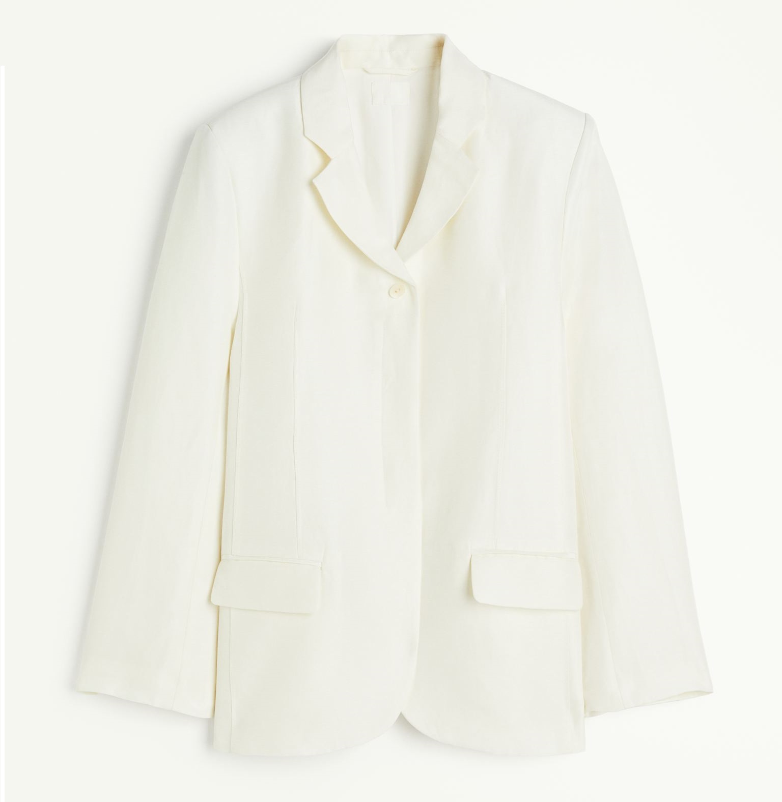 однобортный пиджак из шерсти и льна brioni Пиджак H&M Linen-blend, белый