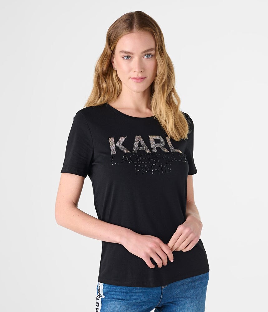 

Футболка с блестящим логотипом Karl Lagerfeld, черный