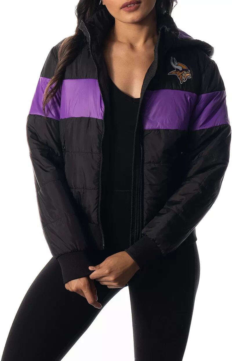 Черная женская куртка-пуховик с капюшоном The Wild Collective Minnesota Vikings